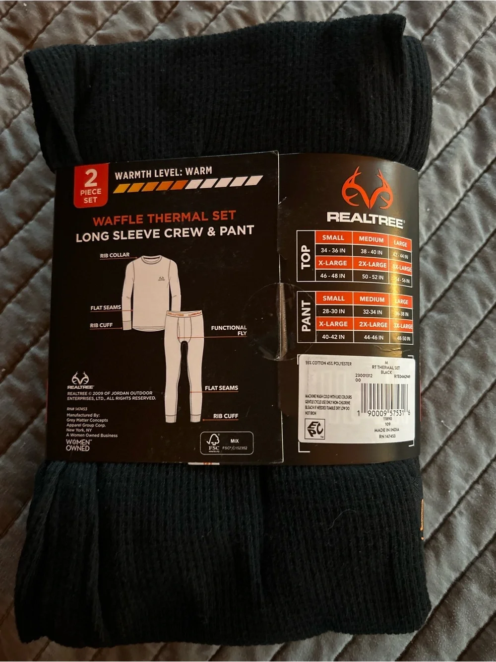 Realtree Black Waffle Thermal set